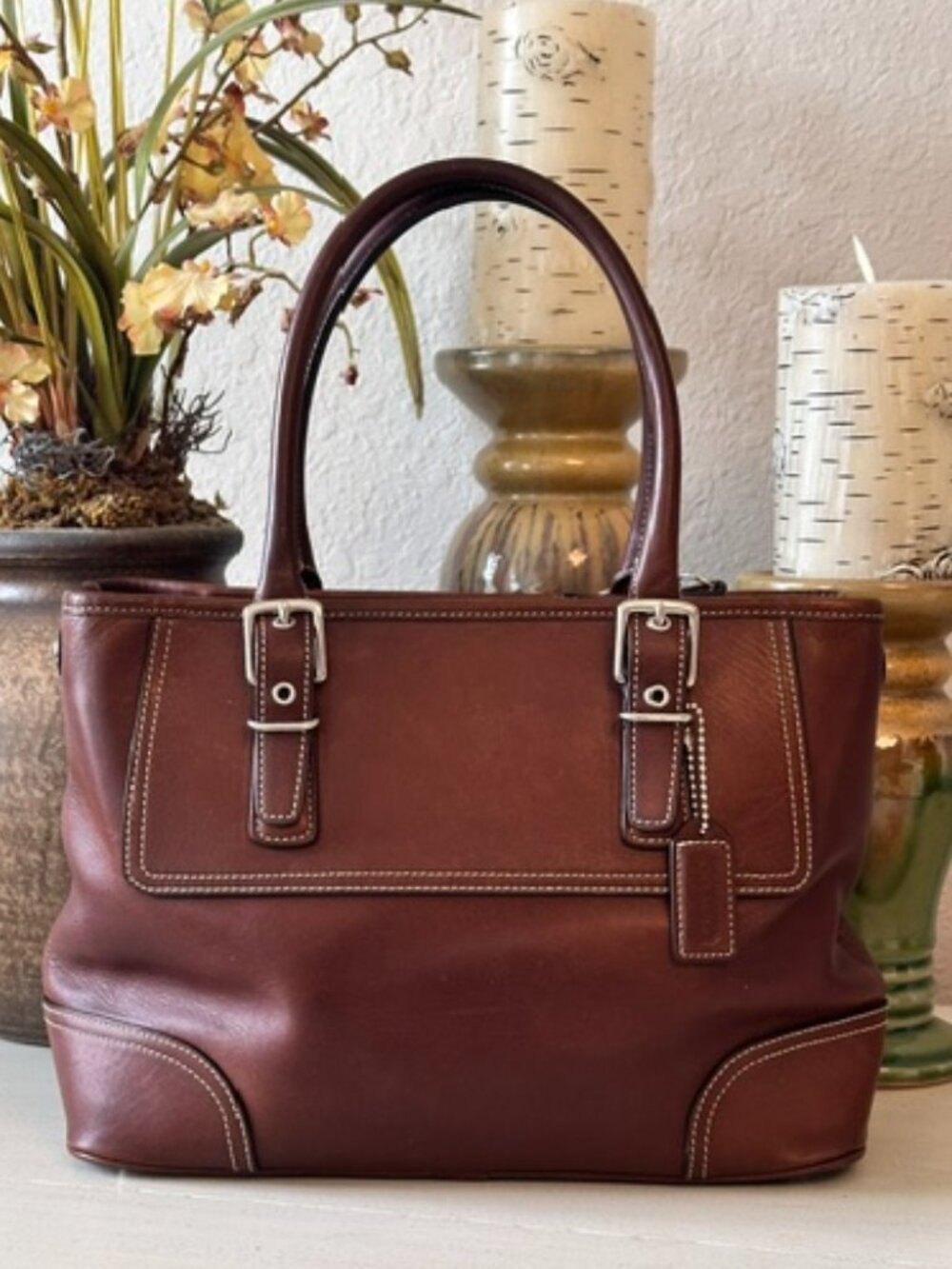 VINTAGE RESTORED Coach Hampton Satchel #7555 Chestnut Brown-EVC